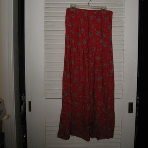 Long Red Hanna Anderson Ladies Elastic waist Skirt